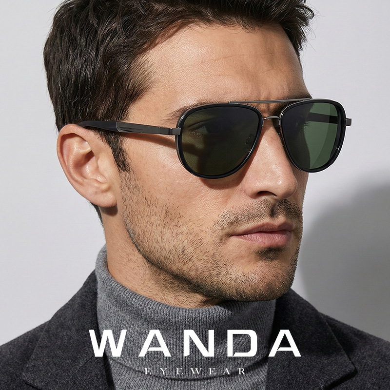 Nuevas gafas de sol polarizadas S15101 Gafas de sol de doble viga para hombres de moda Gafas de sol de protección solar para conducción al aire libre