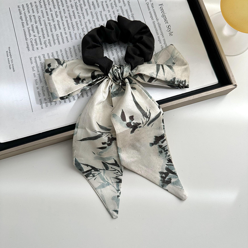 Anillo de cabello de arco femenino retro elegante correa francesa temperamento de alta sensación de impresión de anillo de intestino suave tocado versátil