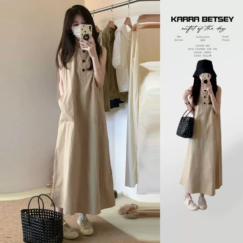 Трансграничный новый стиль без рукавов повседневная свободная юбка в платье летняя женская темперамент рыбная ловля в длинном платье свидание на побережье для отдыха