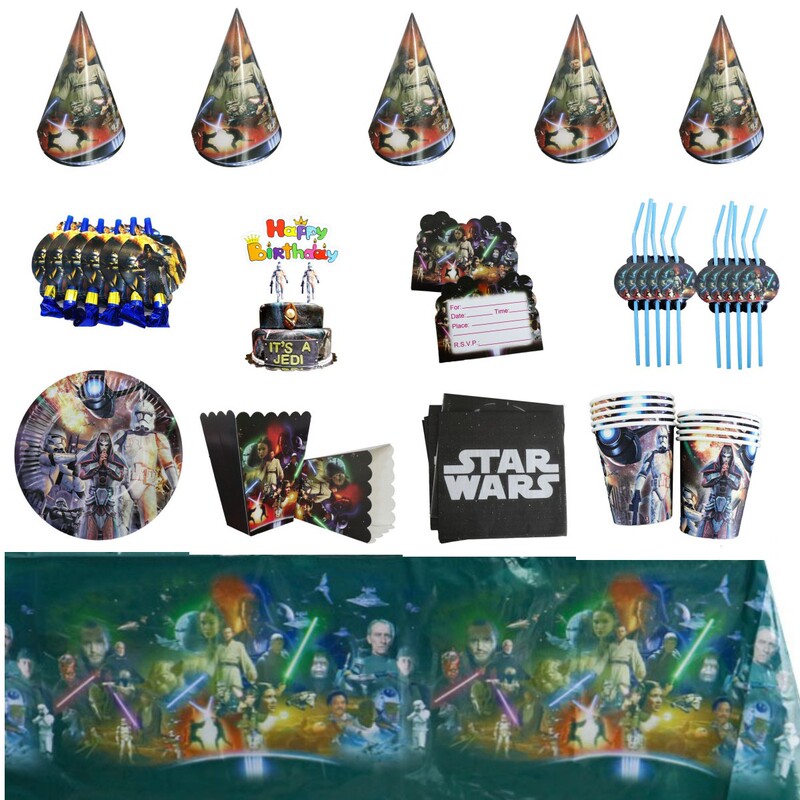 Star Wars Birthday Party Banquet Supplies Boys Birthday Party Decoration Disposable Tableware Paper Tray Paper Cup Tissue