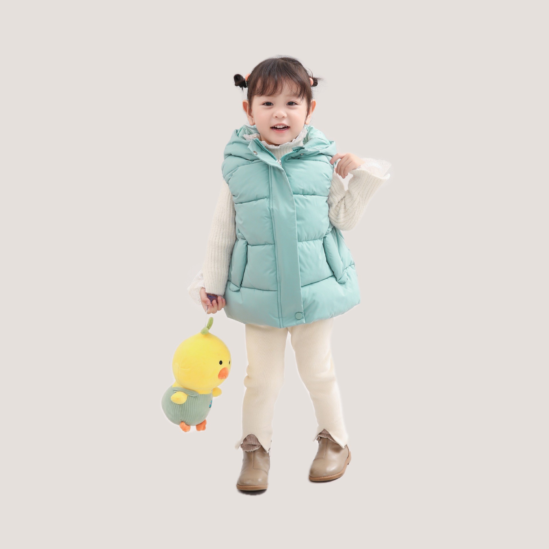 Chaleco con capucha y orejas para niños, acolchado, otoño/invierno