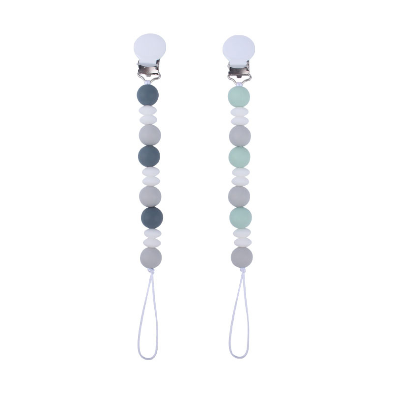 Suministros para bebés Cadena de chupete bebé creativo de silicona cuentas redondas clip de pezón anti-caída con dos juegos