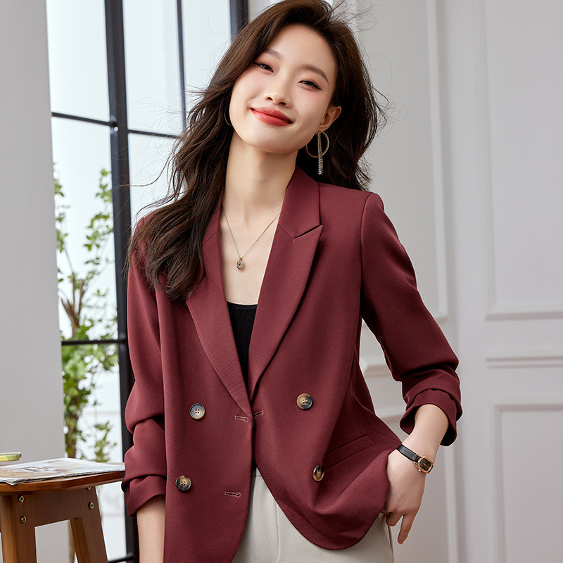 Short blazer female 2023 Spring and Autumn new double breasted small Korean straight loose temperament OL suit Short blazer female 2023 Spring and Autumn new double breasted small Korean straight loose temperament OL suit