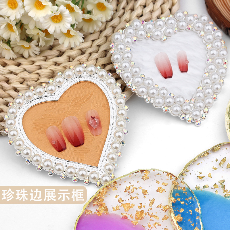 Paleta de belleza transfronteriza resina ágata decoración dorada paleta pintada herramienta de tablero de exhibición de uñas al por mayor