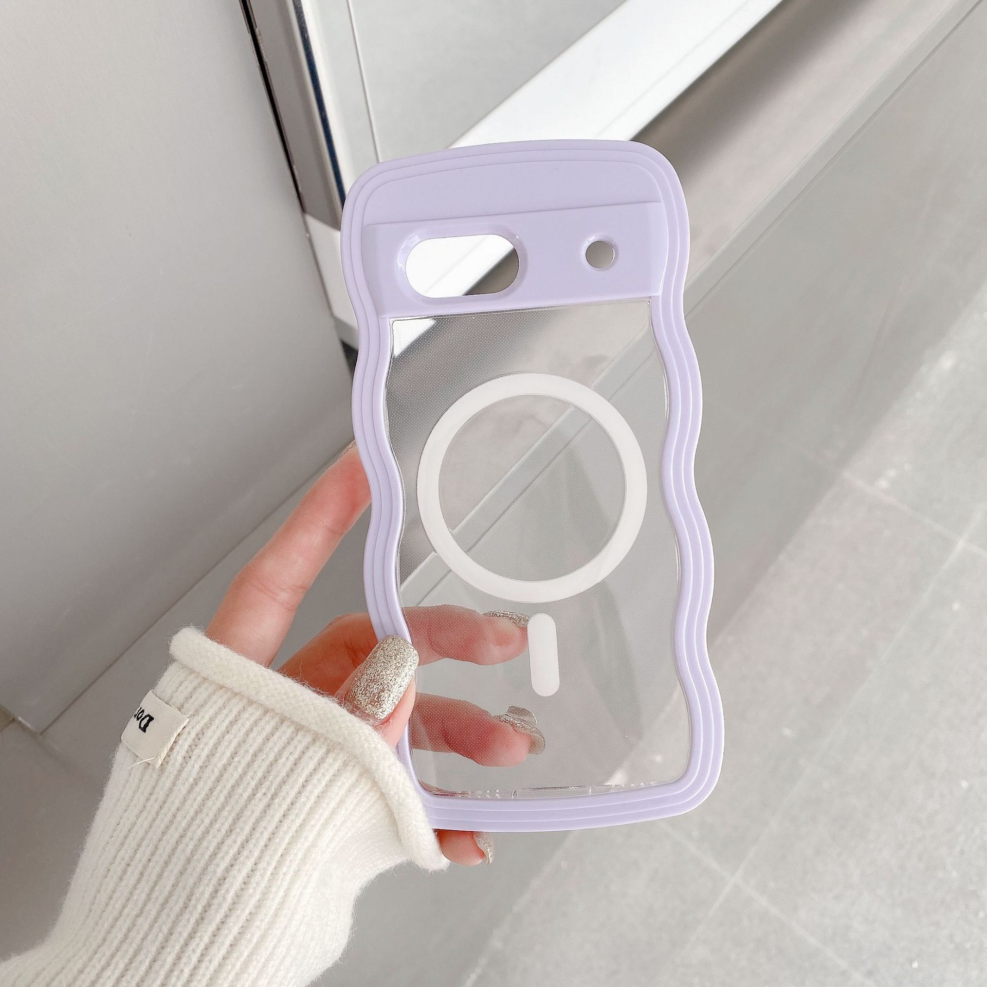 Magnetic Wave Pattern Transparent Case For Google Pixel 9 9 Pro_voghion.com