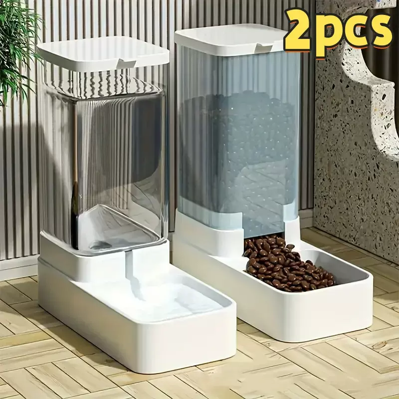 跨境重力式宠物喂食器和饮水器套装自动喂食器和宠物饮水器