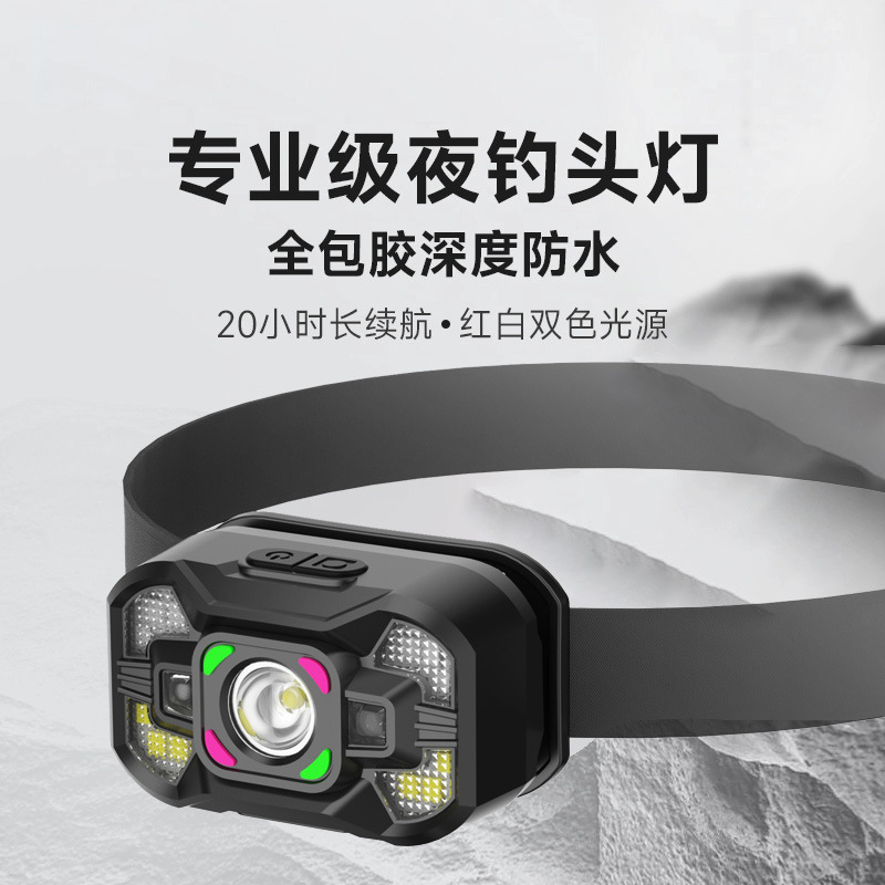 Transfronterizos nuevos faro al aire libre inducción multifuncional faro portátil de larga duración luz de pesca luz de trabajo brillante