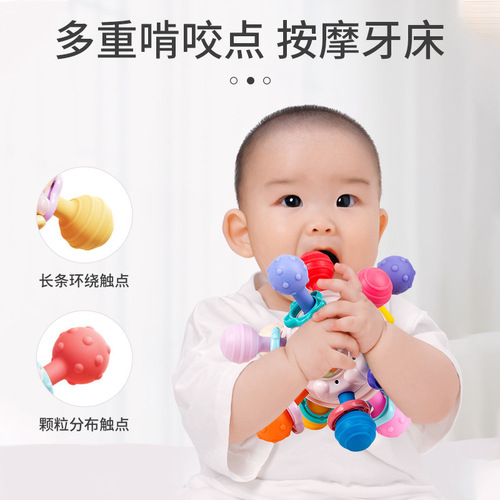 Manhattan atomic ball baby toy 0-1 year old educational early education baby 3 to 6 months grasp training 4 molar gel