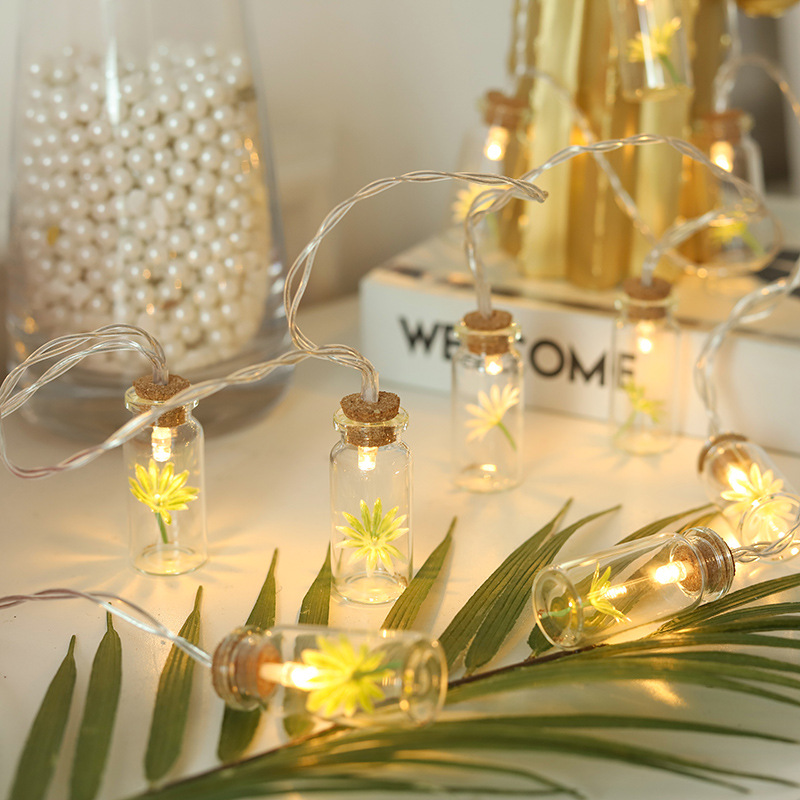 Nueva transfronteriza LED deseando botella de luz decorativa de Navidad caja de batería ins chica corazón foto accesorios en stock al por mayor