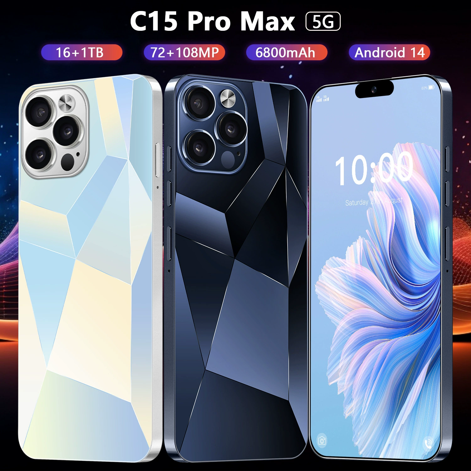 Смартфон C15 15ProMax, 5G, Android