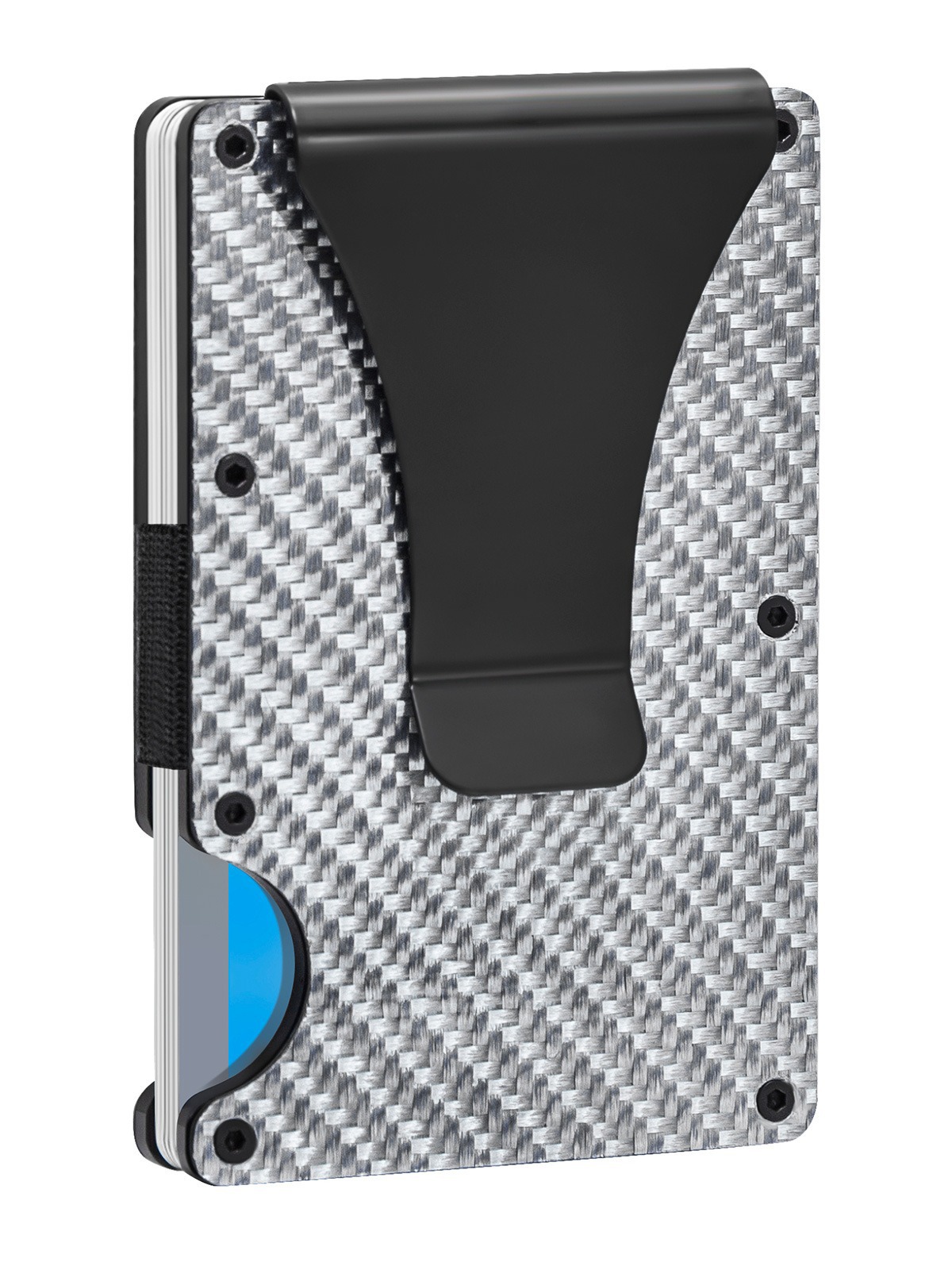 Cartera metálica de fibra de carbono con bloqueo RFID, diseño antirrobo, ideal para tarjetas de crédito o identificación, venta directa de fábrica