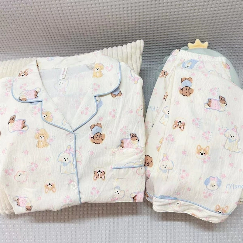 Пижамный комплект с длинным рукавом (Hello Kitty), хлопок, японский стиль, размеры M–XXL