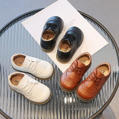 Children's leather shoes 2023 Spring New Classic Style Academic British Leather Sole Shoes for Boys and Girls 1-6 Cross-border