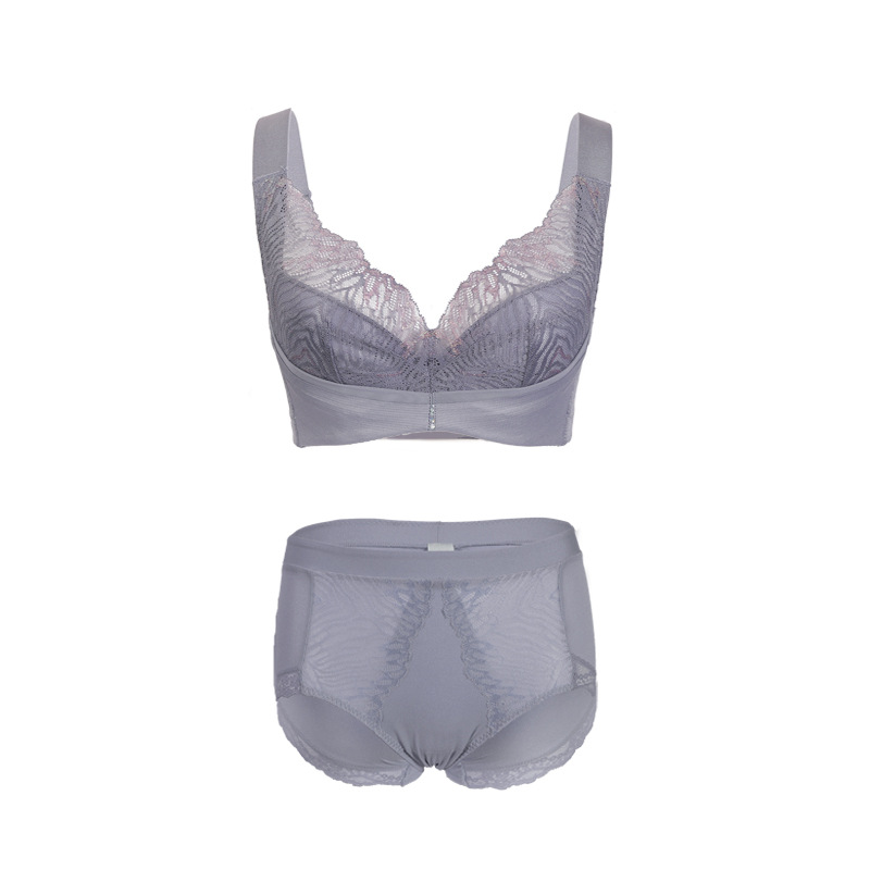 소프트 서포트 홀 브라 세트 피쉬테일 그레이