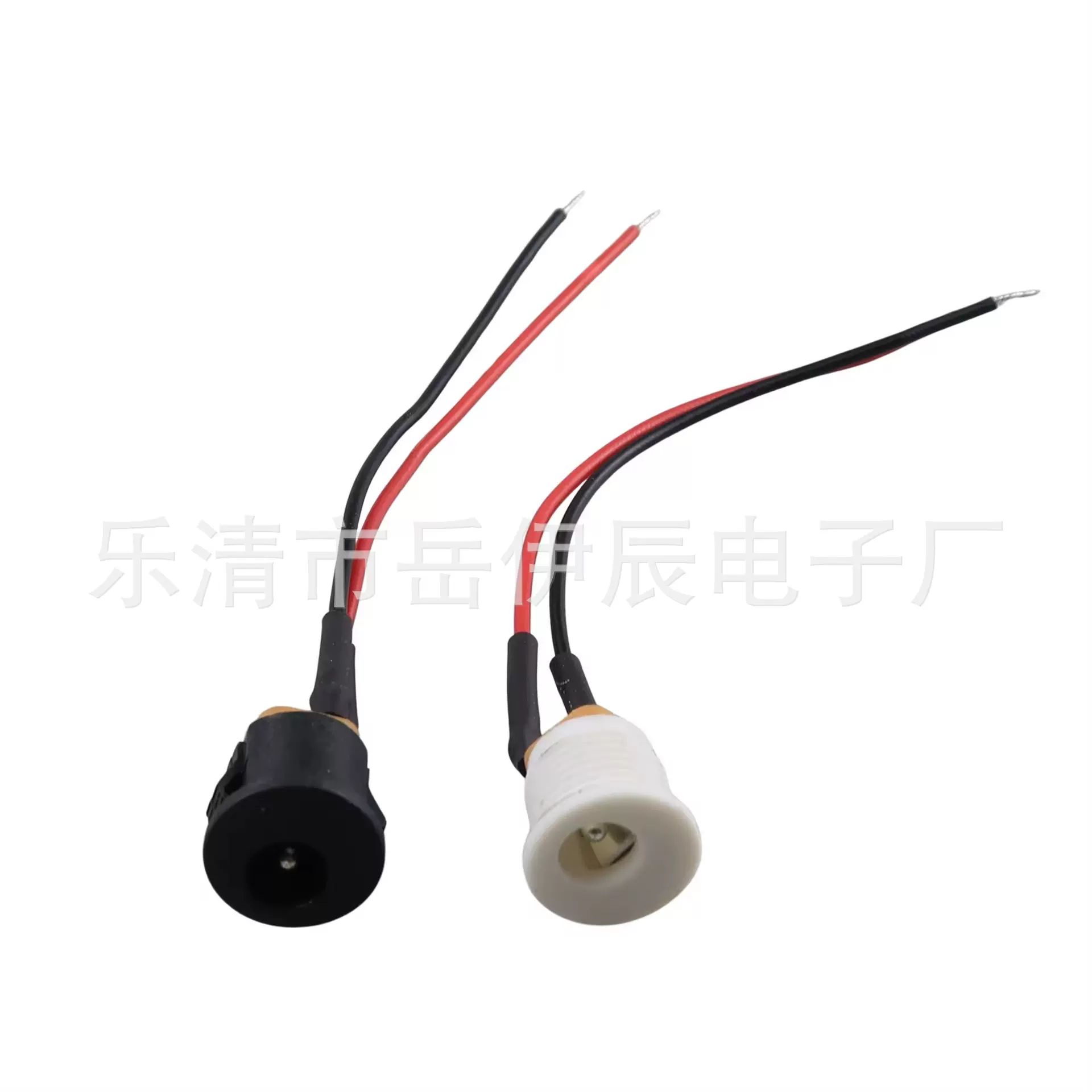 DC-022电源插座母座带线DC-022充电母座5.5*2.1/2.5卡口螺纹式白