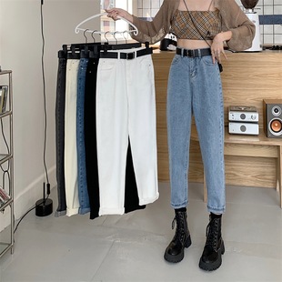 Осенние прямые свободные джинсы, штаны, леггинсы, коллекция 2021, в корейском стиле, подходит для подростков, по фигуре, высокая талия