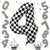 OPP, 40 дюймов, чёрно-белая клетка, цифра 4
