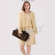 新色秋冬新款gann*款 super马海毛超柔宽松V领毛衣针织上衣套头