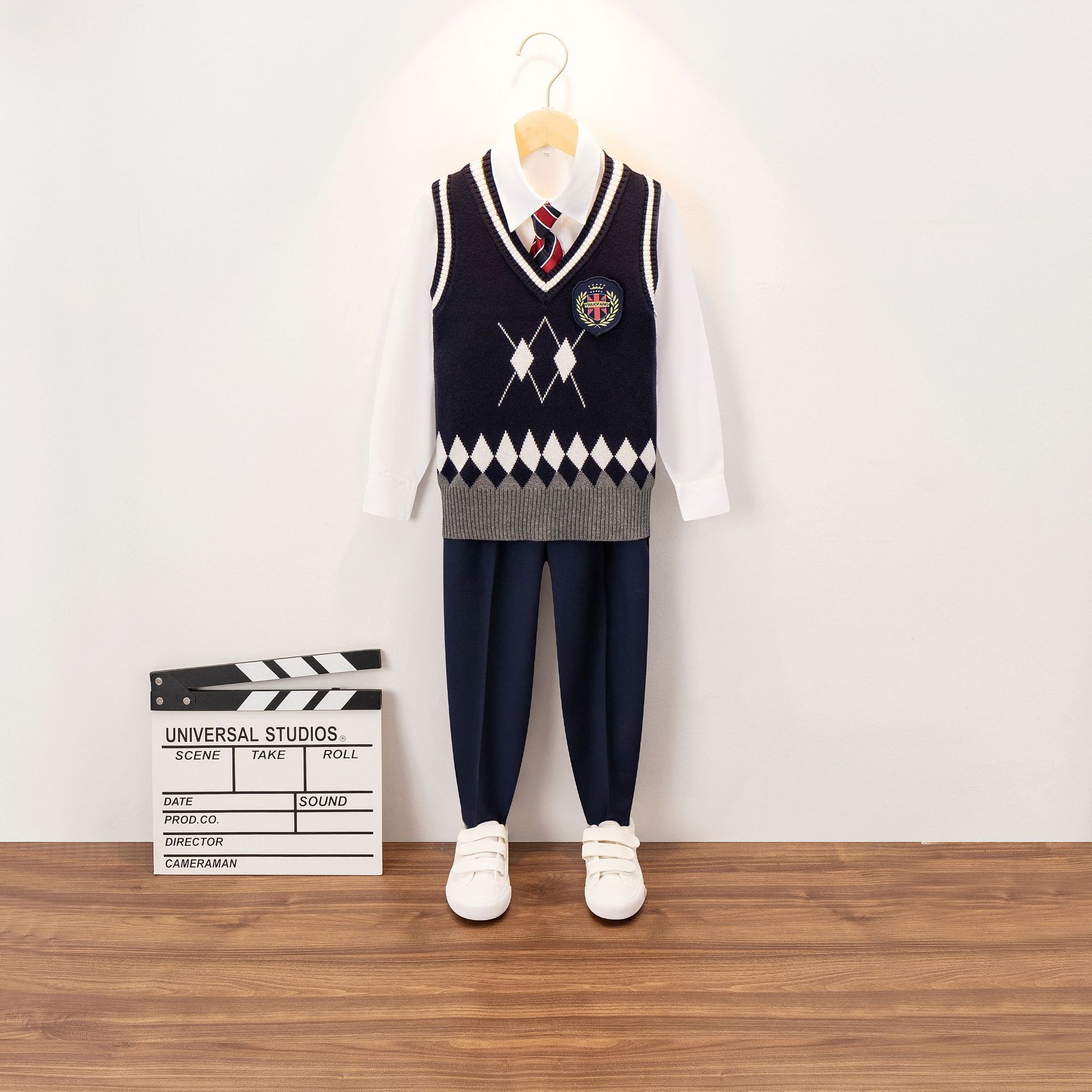 Día de Año Nuevo niños y niñas de Kindergarten uniforme escolar uniforme de clase infantil coro británico rendimiento traje de estudiante de escuela primaria