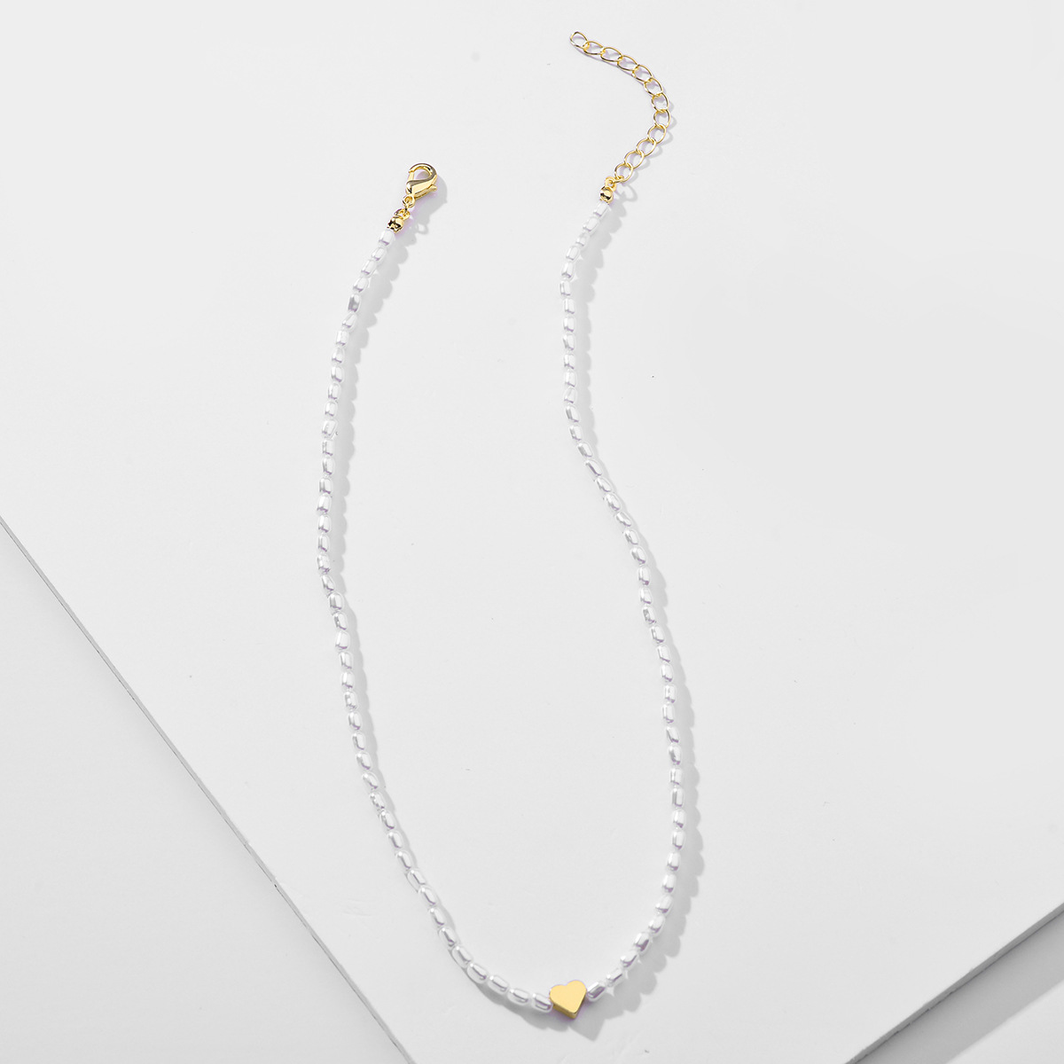 Mode Nachahmung Perlen Pfirsich Herz Halskette display picture 2