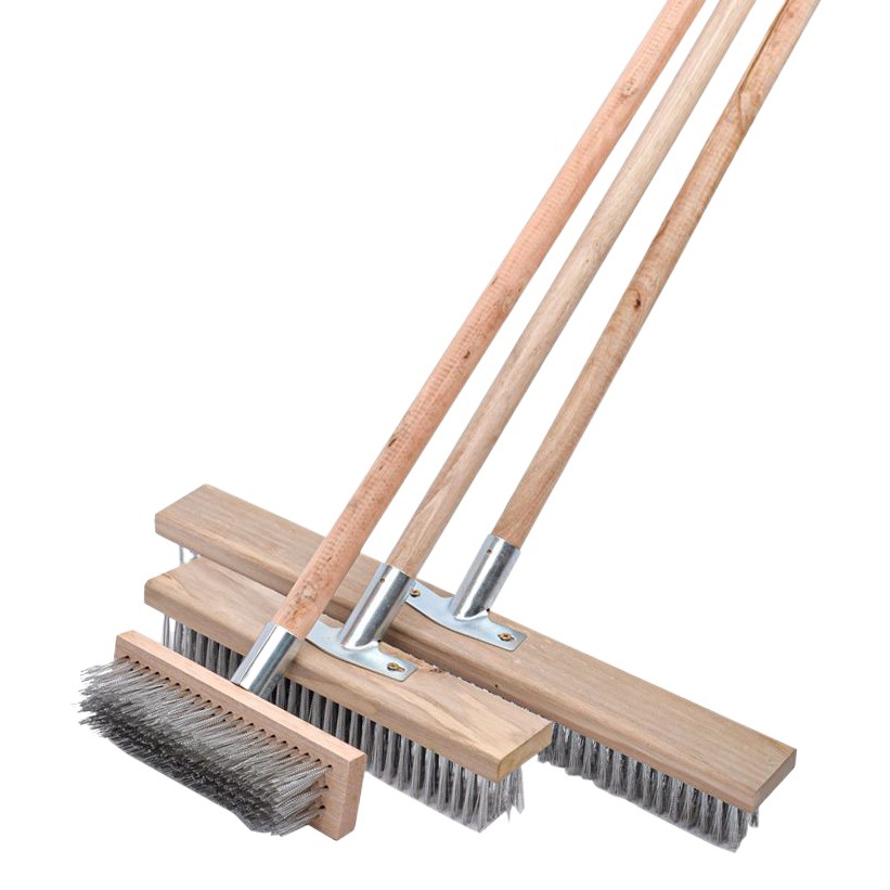 Cepillo de alambre de acero inoxidable cepillo de piso Cepillo de hierro de musgo mango largo cepillo de limpieza de pisos escoba cepillo de acero artefacto