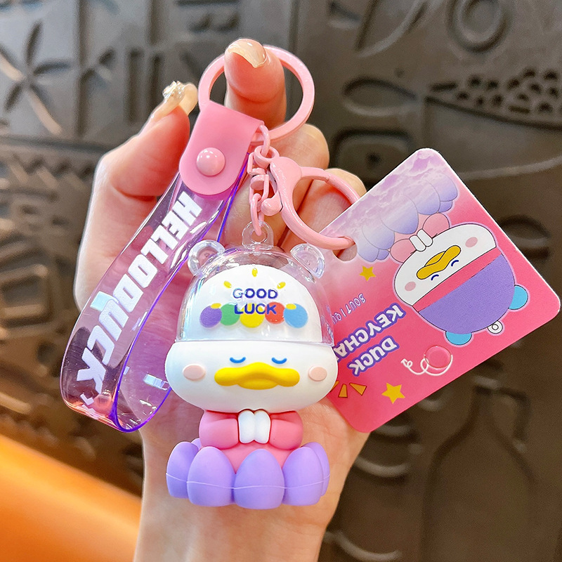Creativo nuevo toque budista patito llavero lindo bolso colgante llavero de automóvil pequeño regalo al por mayor image 7