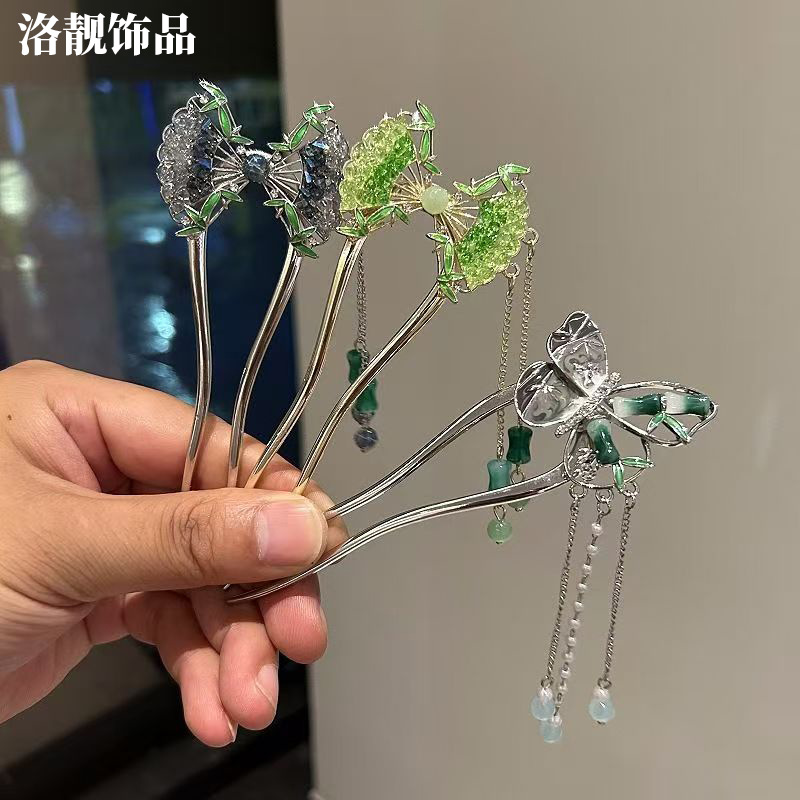 Gufeng Hanfu Accesorios para el cabello Horquilla para el cabello en la parte posterior de la cabeza Chica de estilo chino Too de balanceo con flecos Horquilla Accesorios para el cabello al por mayor