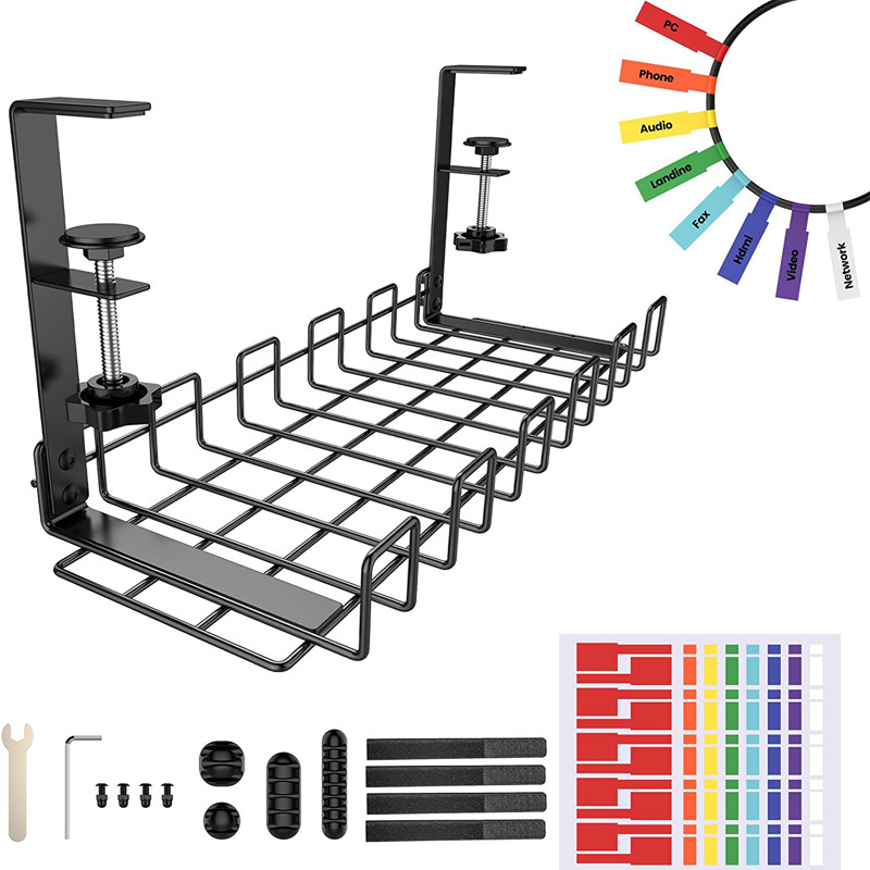 Transfronterizos bajo la mesa de fijación de cables marco de almacenamiento de cables de fila de inserción colgante cesta de fijación de cables ranura de tabla de salida inferior sin perforación marco de fijación