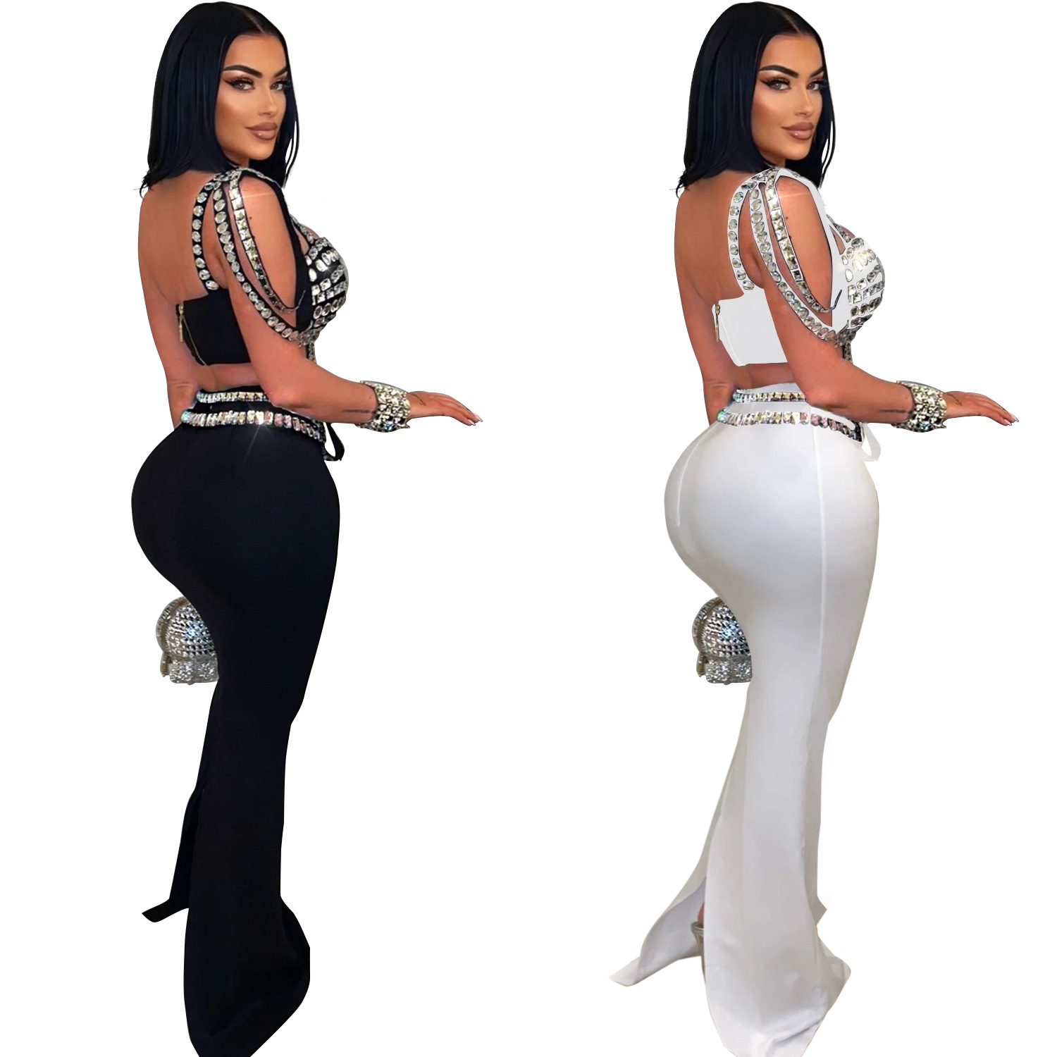 C6972 AliExpress transfronterizo Amazon estación independiente de moda europea y americana ropa de mujer nueva cinturón corta mitad de falda de diamante caliente