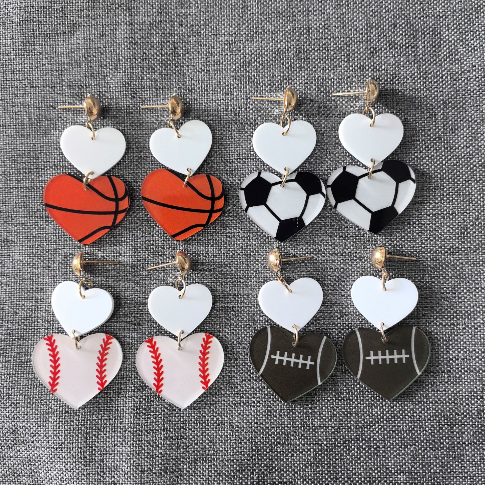 retro baseball basketball football acrylic earrings