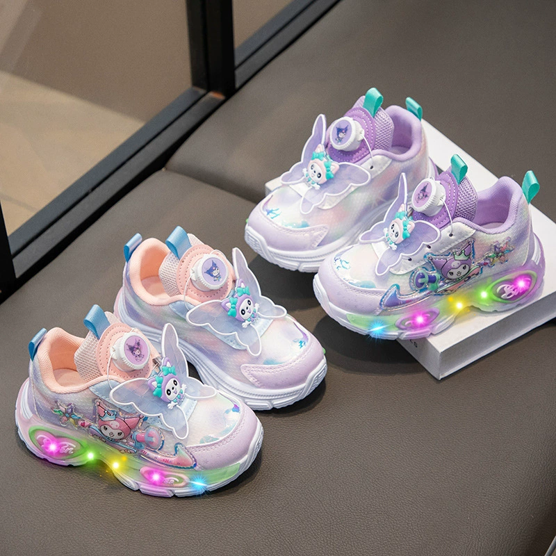 Папочка женская обувь детская спортивная обувь мультфильм светящаяся обувь дикая вращающаяся пуговица горит обувь весной и осенью новая сетчатая обувь
