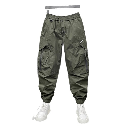 Champion brand work pants for men, summer thin loose pants, summer ankle-length pants, trendy American punk cool nine-inch pants