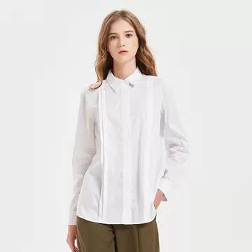 Long Sleeve loose shirt top for women 2024 spring new versatile basic commuter style cotton casual shirt - ShopShipShake