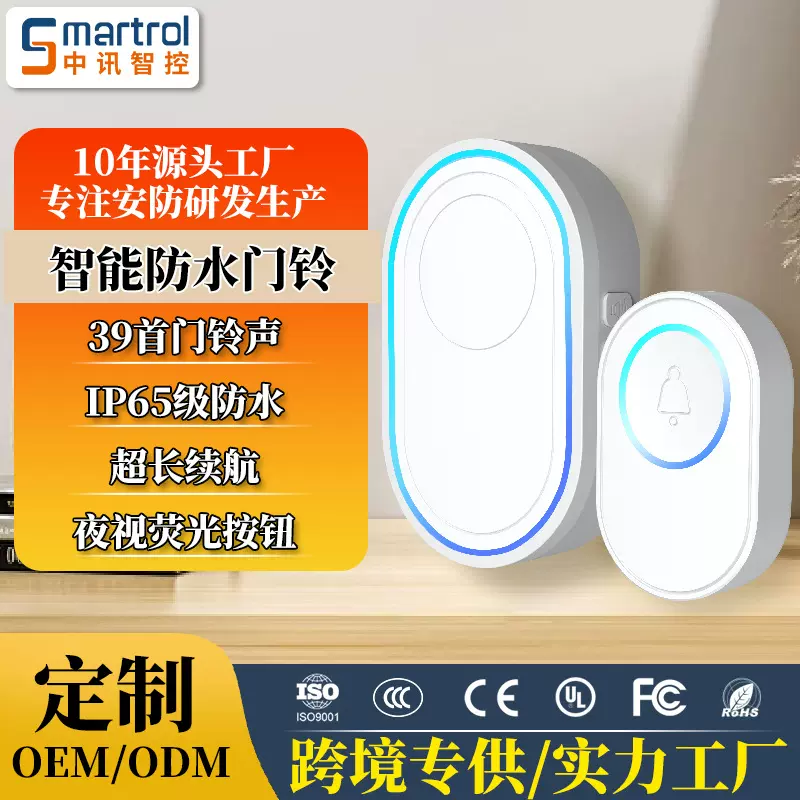 涂鸦门铃报警器二合一 WiFi无线门铃 家用智能门铃老人呼叫报警器