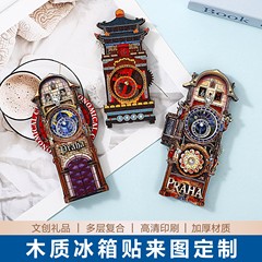 スポット文化創造木製冷蔵庫マグネット窓付き立体木製歯車スタイルレトロクロスボーダー冷蔵庫マグネット磁気吸引シート接着剤