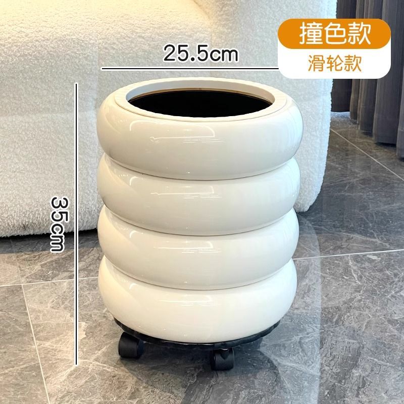 带盖滑轮垃圾桶家用客厅轻奢高档高颜值厨房卫生间可移动垃圾桶|undefined