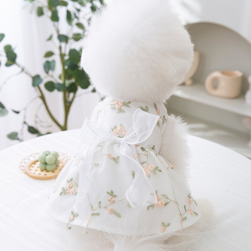 New spring and summer puppy three-dimensional bow dress cat princess style skirt thin pet dog clothes