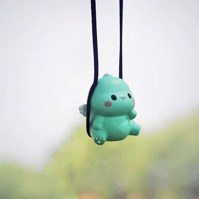 Car Accessories: Little Dinosaur Swinging on a Swing, Tiktok Car Swing Duck, Car Hanging Ornament, Aromatherapy Car Rearview Mirror (Car hanging) - swing-green-dinosaur-resin