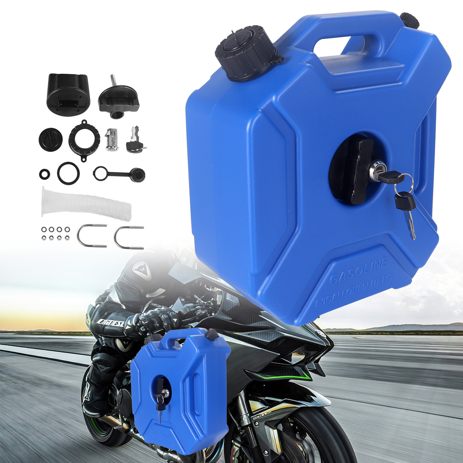 Wholesale Car and Motorcycle Spare Fuel Tank 5L with Lock Emergency Oil Pot Diesel Gasoline Plastic Oil Barrel Thickeneded Cross-Border