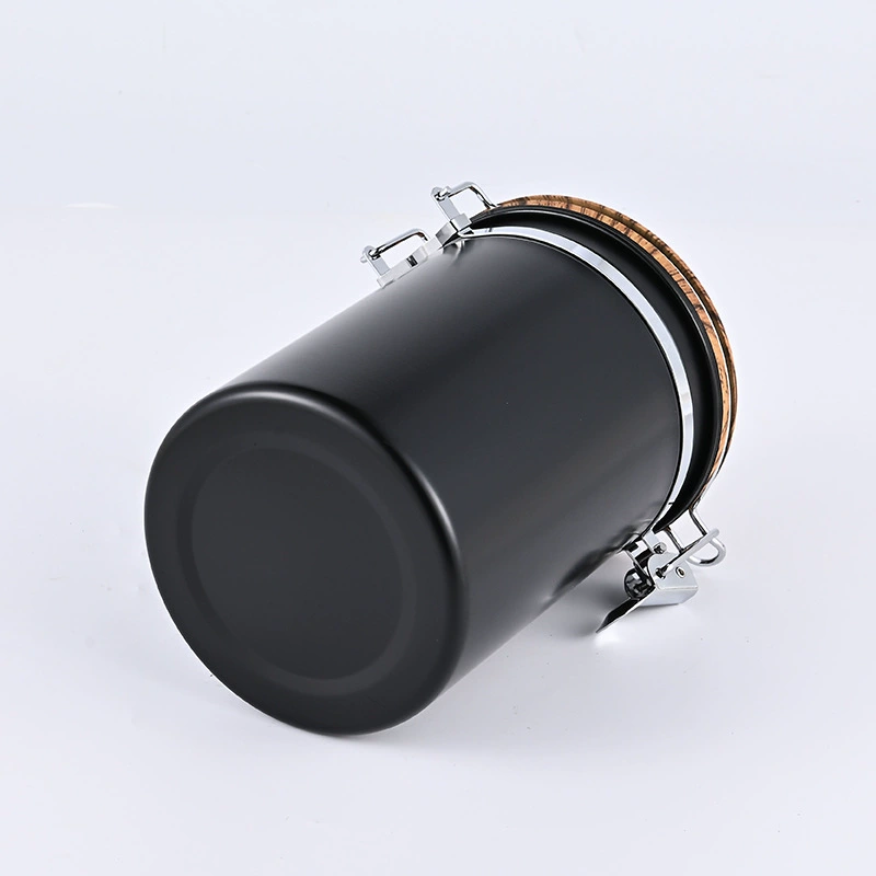 Black cover, coffee storage box stainless steel
