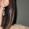 Small earrings with letters from pearl, design silver needle, Chanel style, trend of season