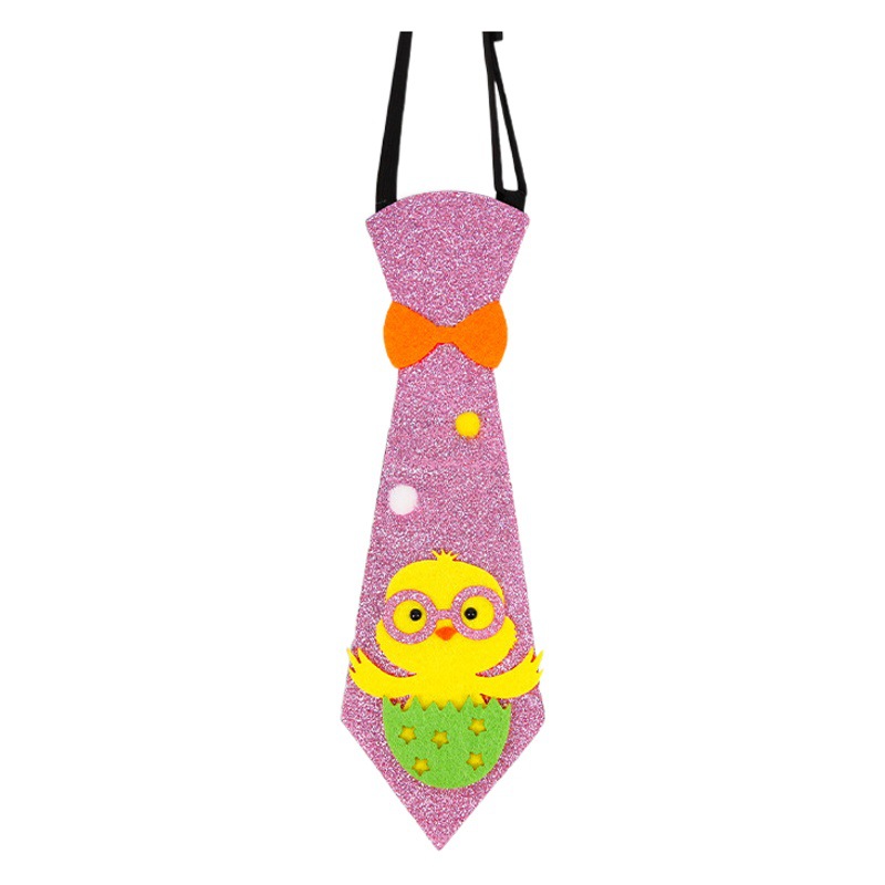 Nuevo brillo de tela de Pascua corbata ajustable niños adultos decoración del Partido de dibujos animados conejo pollito pajarita