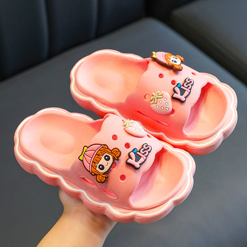 Zapatillas de padres e hijos de dibujos animados de verano para niñas nuevas zapatillas antideslizantes de Interior de fondo suave para niños en casa