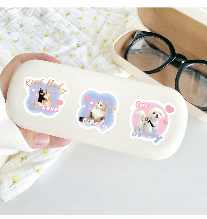Cute Dog Cat Pet Bag Storage Box Notebook Journal Stickers display picture 1