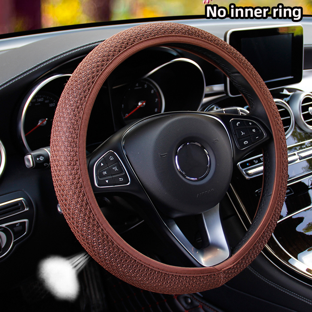 Sin anillo interior núcleo Red de seda de hielo elástico cubierta del volante del coche transpirable cómodo Four Seasons cubierta de la manija comercio transfronterizo AliExpress