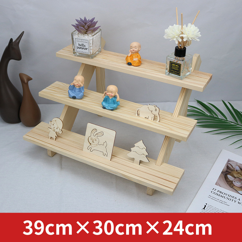 LABUBU-estante de exhibición de caja ciega, estante de almacenamiento de escritorio multicapa, tapete de burbujas, estante de almacenamiento de escalera de madera