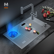 MABATON曼巴顿纳米黑金刚洗杯器水槽小户型厨房洗菜盆吧台小单槽