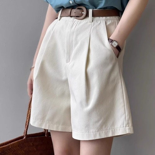 Women's Summer 5-inch Short Pants Business Suit 2025 New Casual High-waisted Slimming Loose A-line Wide-leg Pants