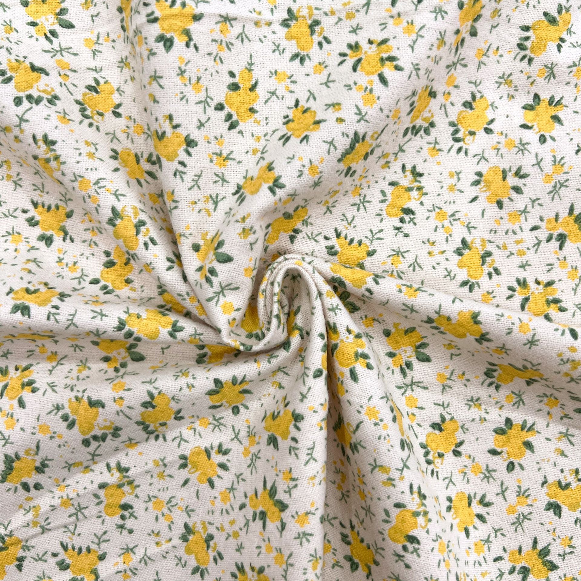 22078#茹果花-DZ01-4#卡其印黄花