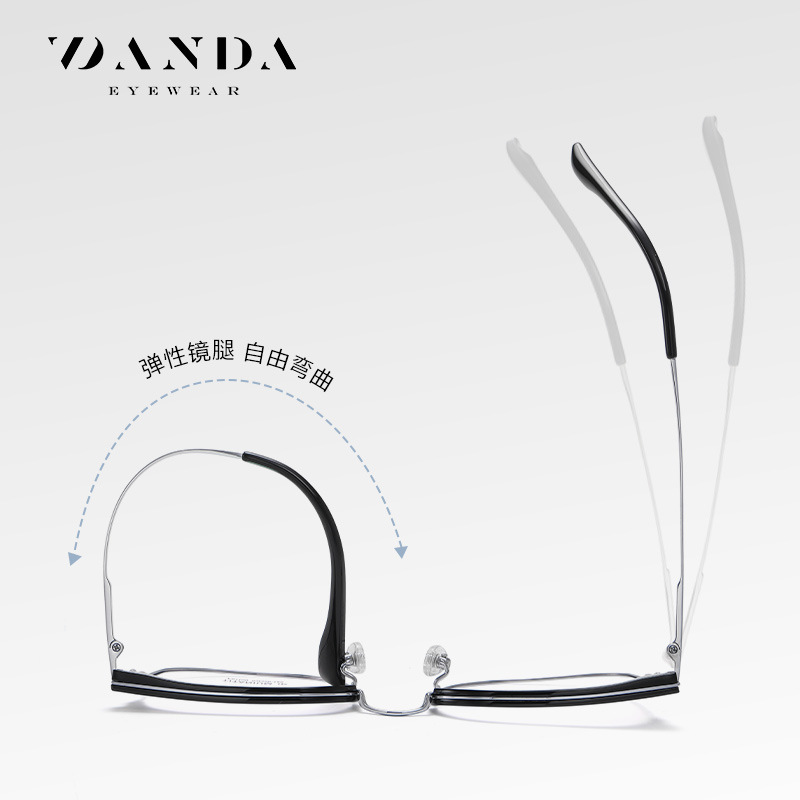 El marco de cejas de los hombres coreanos retro F51109 se puede equipar con marco de miopía, espejo plano, galvanoplastia IP, marco óptico de titanio puro